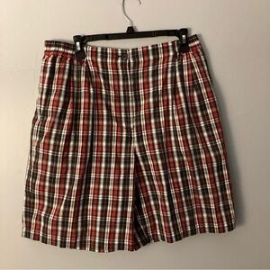 Tabi Women's High waisted shorts red plaid polyester blend size 12 elastic